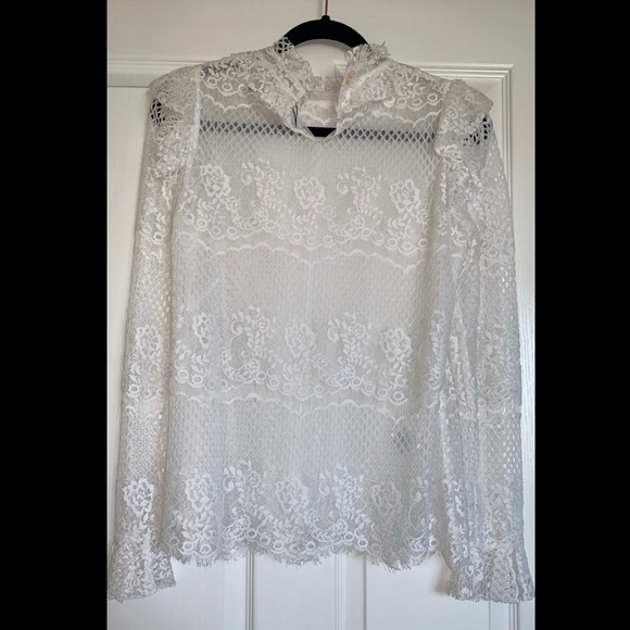 bcbg white lace top
